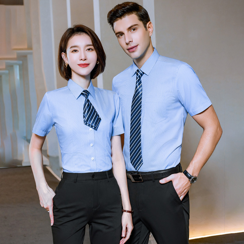 Rural Commercial Bank shirt long short sleeve blue striped shirt men's workwear credit cooperative work clothes men's and women's Rural Commercial Bank shirt long short sleeve blue striped shirt men's workwear credit cooperative work clothes men's and women's