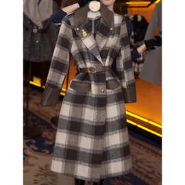 毛呢拼接加棉服外套女2025新款冬季九江今年流行爆款大衣