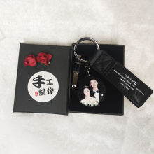 水晶双面照片钥匙扣钉制diy高端简约车钥匙女ins创意情侣生日礼物