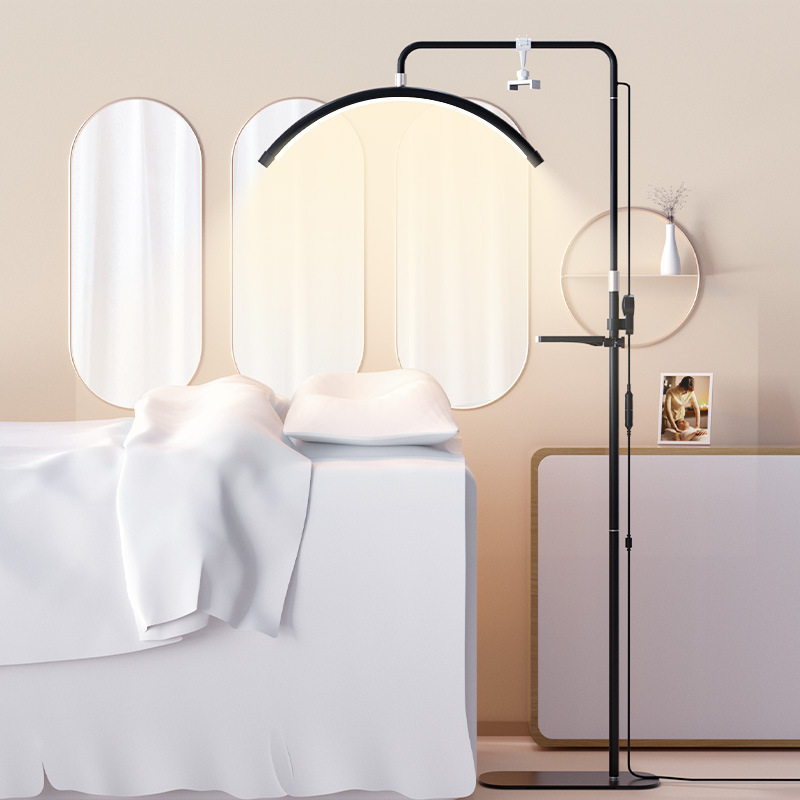 Half-Moon Lamp for Nail Art, Eyebrow Tattoo, Floor Lamp for Tattooing, U-Shaped Led Eyelash Tattoo Lamp with Tray, Beauty Lamp, Nail Lamp, Eye Protection