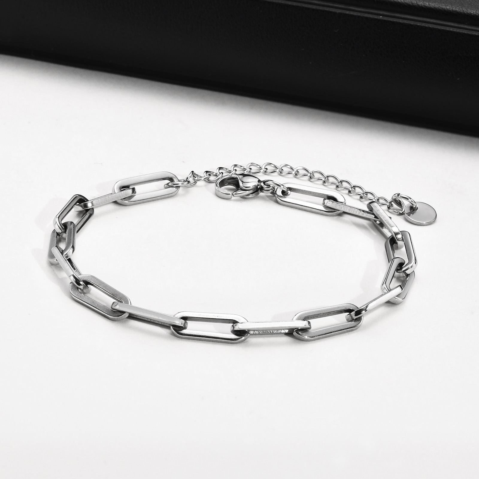 11g Weight Chain Bracelet Classification Titanium Steel Chain Material Paperclip Chain Chain Type Daily Occasion Titanium Steel Material Geometric Pattern All Seasons Season Men's Gender Polishing Design Simple Style Style Simple Style Geometric Titanium Steel Polishing Men's Chain Bracelet Men's Chain Bracelets 5
