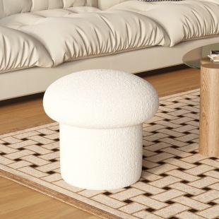 Source Cream Style White Cashmere Cloth Stool Cute Mushroom Stool Household Small Bench Adult Low Stool Coffee Table Sofa