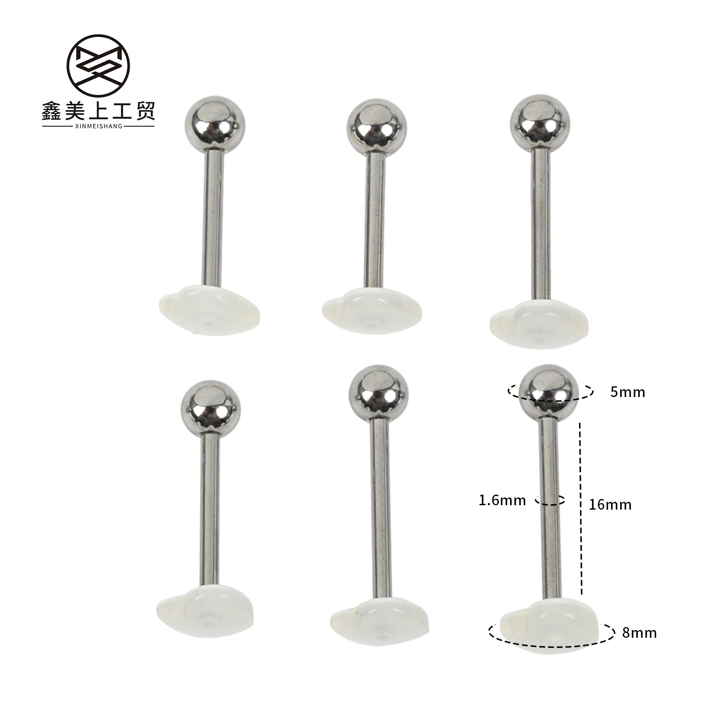Acrylic heart-shaped tongue piercing, trendy body jewelry for sexy girls, lip piercing, ear cartilage piercing, wholesale from manufacturer
