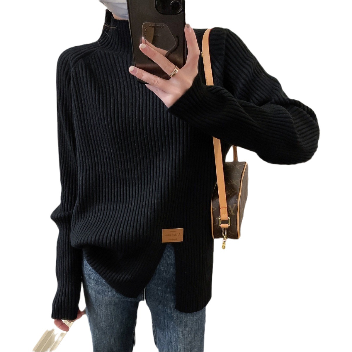 Suéter de cuello alto para mujer, estilo holgado, prenda interior de invierno