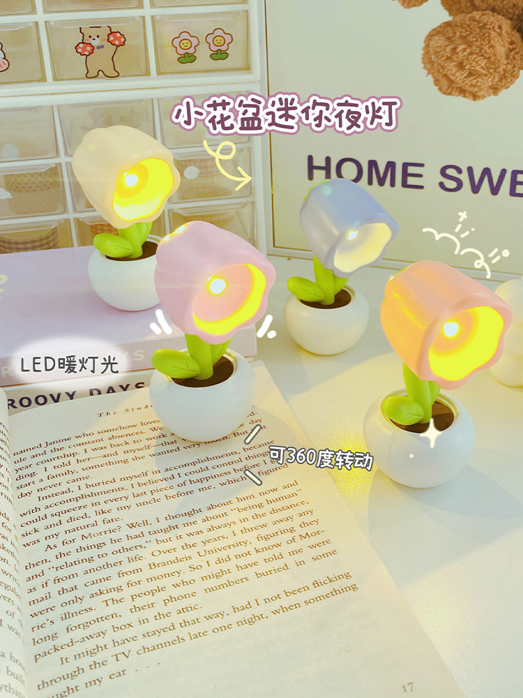 Batterie-Tischlampe Cartoon-Blumen DIY Creme-Gel Nachtlicht Mini-LED Stimmungslicht Kreatives Geschenk Dekofigur