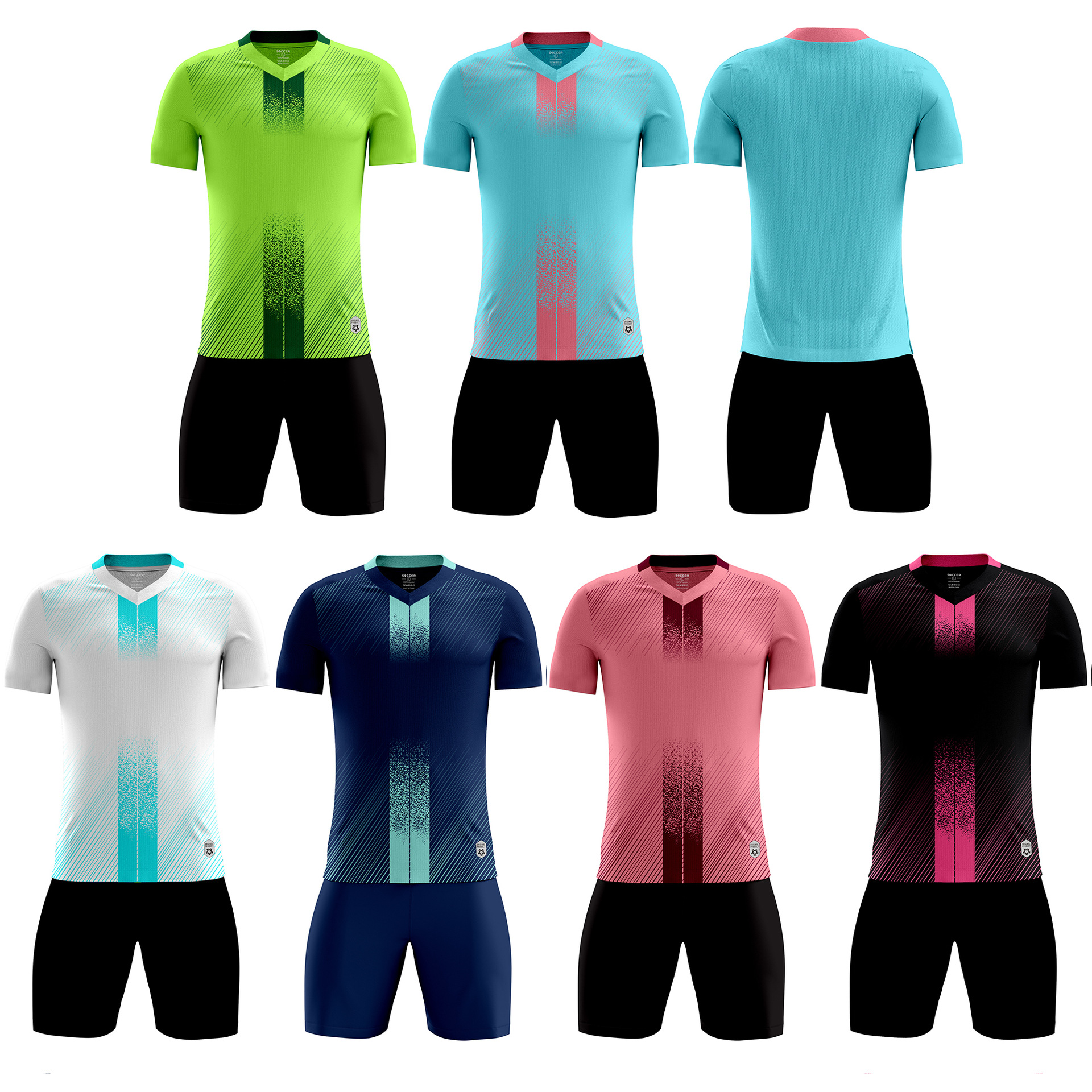 Maillot de Football pour enfants, maillot d'équipe de jeu pour hommes, entraînement d'été, Double poche, manches courtes, maillot de Football pour enfants_voghion.com