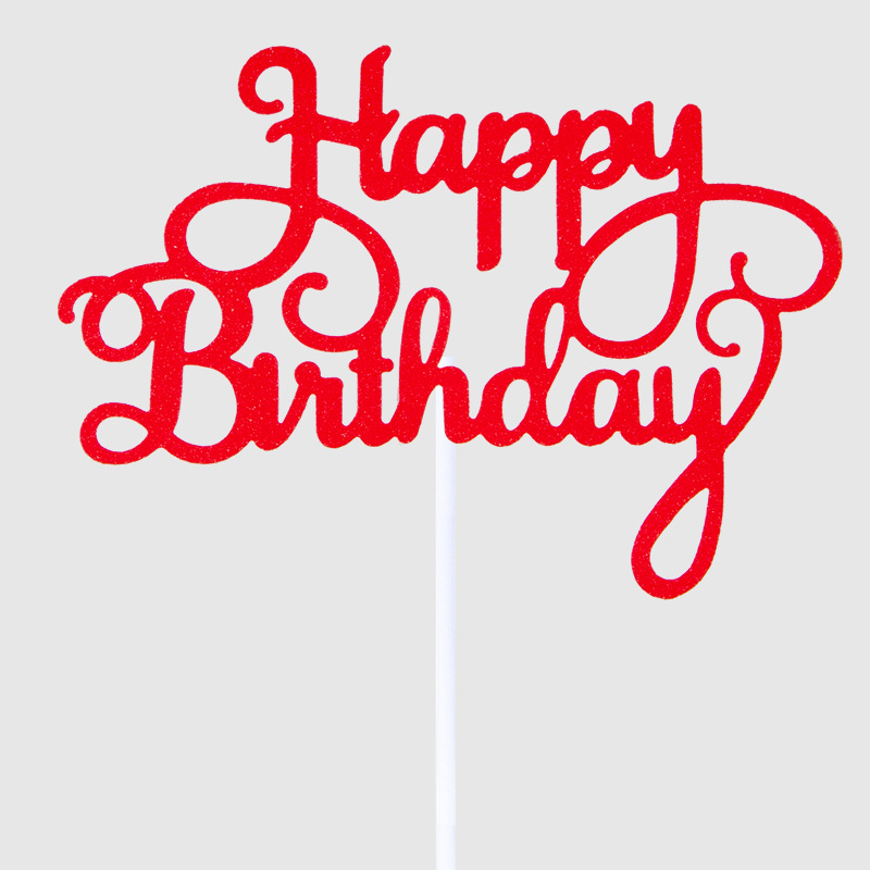 Tarjeta de Fábrica-Insertar tarjeta de decoración de pasteles-Insertar bandera-Insertar complemento creativo nuevo brillo de feliz cumpleaños 10 piezas