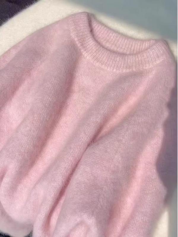 韩系软糯套头毛衣女秋冬新款针织衫宽松慵懒奶系圆领加厚内搭上衣|undefined