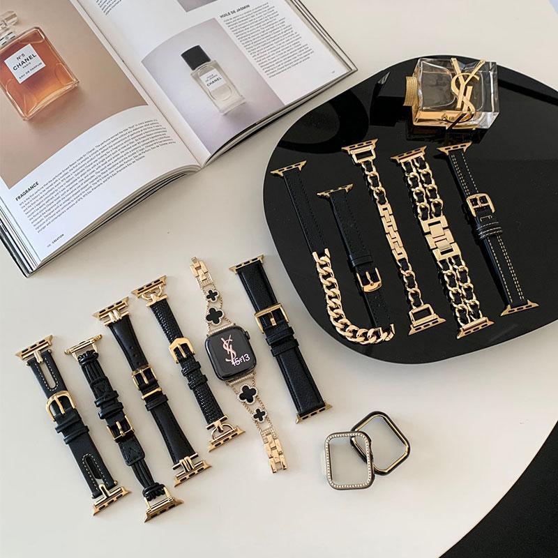 Iwatch11 Watch Strap High-End Small Fragrance Suitable for Apple Watch 9810Se Genuine Leather Metal Applewatch Iwatch11 Watch Strap High-End Small Fragrance Suitable for Apple Watch 9810Se Genuine Leather Metal Applewatch