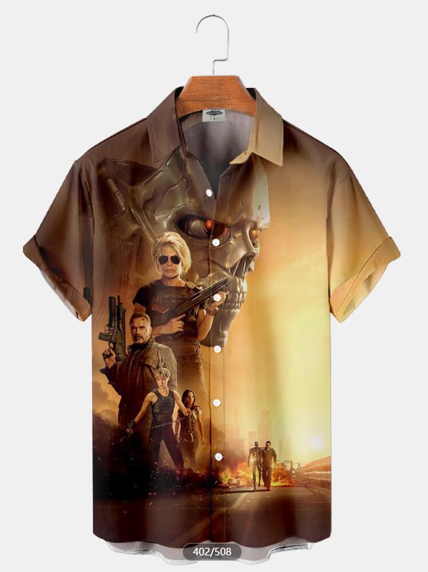 2023 nueva camisa 3D de talla grande para hombres transfronterizos serie caliente camisa hawaiana impresa digital 3D fuente