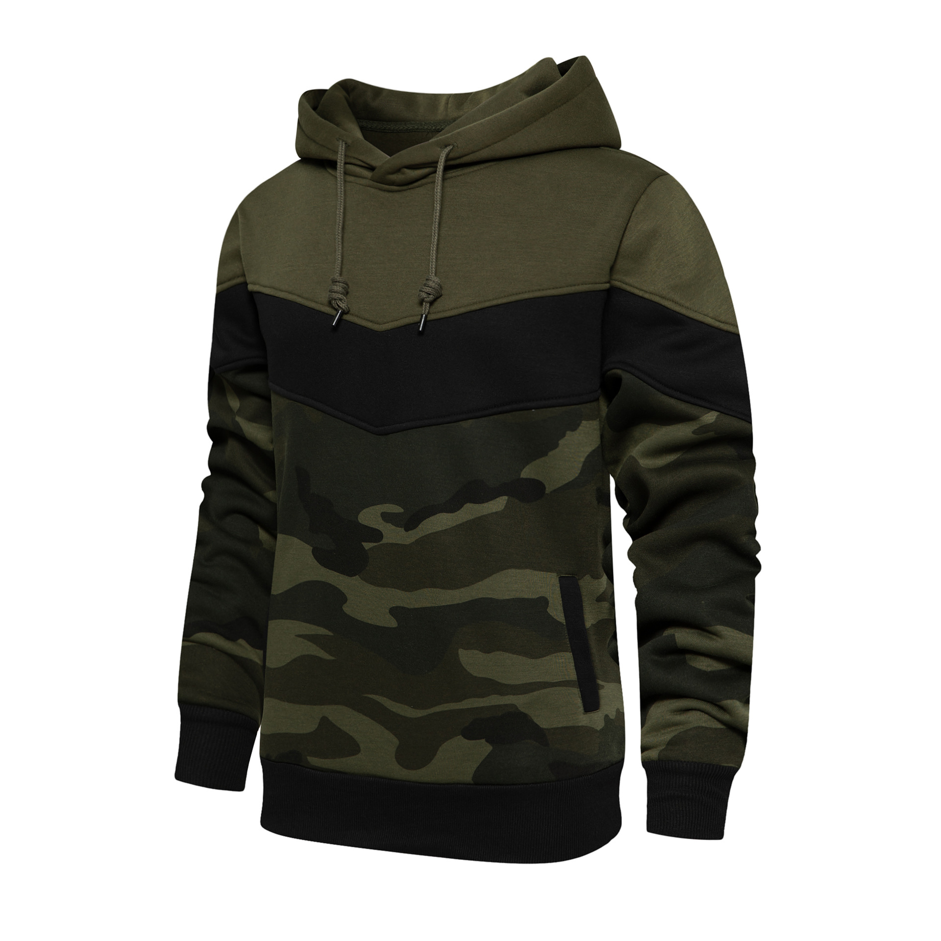 Herrenbekleidung Frühling und Herbst Herren farblich passende und kontrastierende modische Kapuzenpullover Herren lässige Sportoberteile_voghion.com