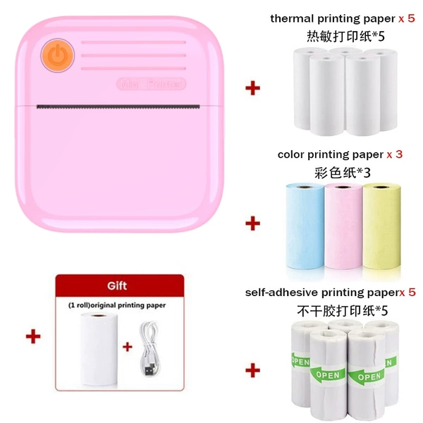 A35 pink-cross-border version [bring your own roll of paper + 5 rolls of ordinary paper + 5 rolls of self-adhesive paper + 3 rolls of colored paper]