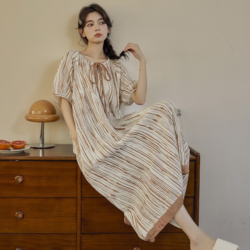 Summer Cloud Cotton Short-Sleeved Nightgown for Women with Breast Pads 2026 New Style Maternity Pajamas Princess Style Cute Home Clothes Summer Cloud Cotton Short-Sleeved Nightgown for Women with Breast Pads 2026 New Style Maternity Pajamas Princess Style Cute Home Clothes