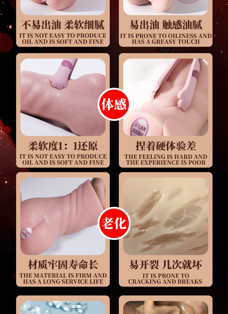 Jiuai TPE Male Masturbator Realistic Vaginal Buttocks Half-Length Doll with USB Heating Rod — detail image 3