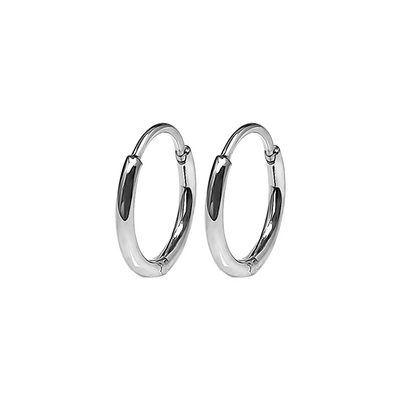跨境不锈钢2-2.5mm圆线耳环简约耳圈亚马逊圈圈耳扣男女钛钢耳饰