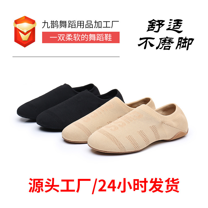Feiwei Dance Shoes Mesh Square Female Teacher Shoes Jazz Dance Soft-Soled Dance Shoes Body Fitness Shoes Breathable and Lightweight