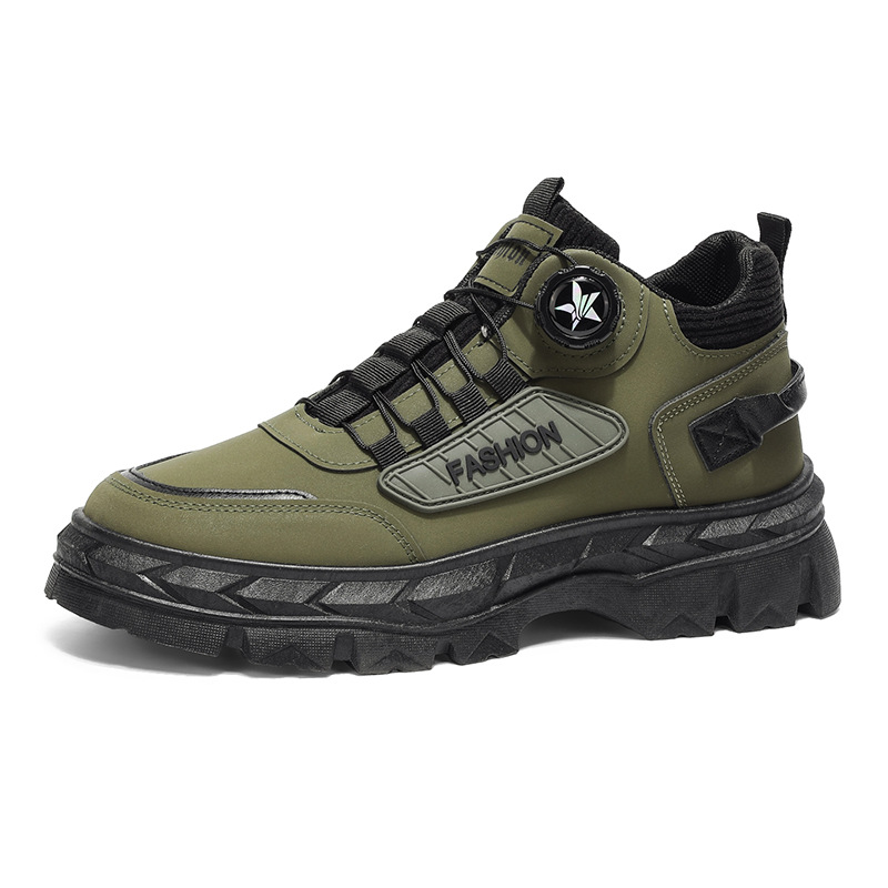 Martin botas otoño 2025 nuevo estilo de zapatos de hombre tendencia versátil impermeable antideslizante botón giratorio botas de trabajo de alto impacto explosión image 6