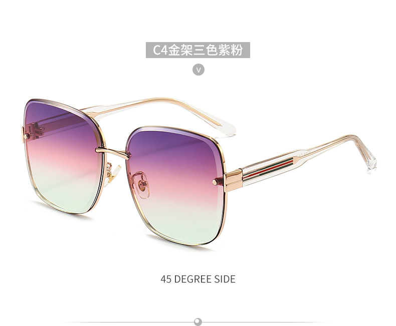 Nylon Polarized Sunglasses Women Uv Protection Frameless Diamond Cut Edge Sunglasses display picture 3