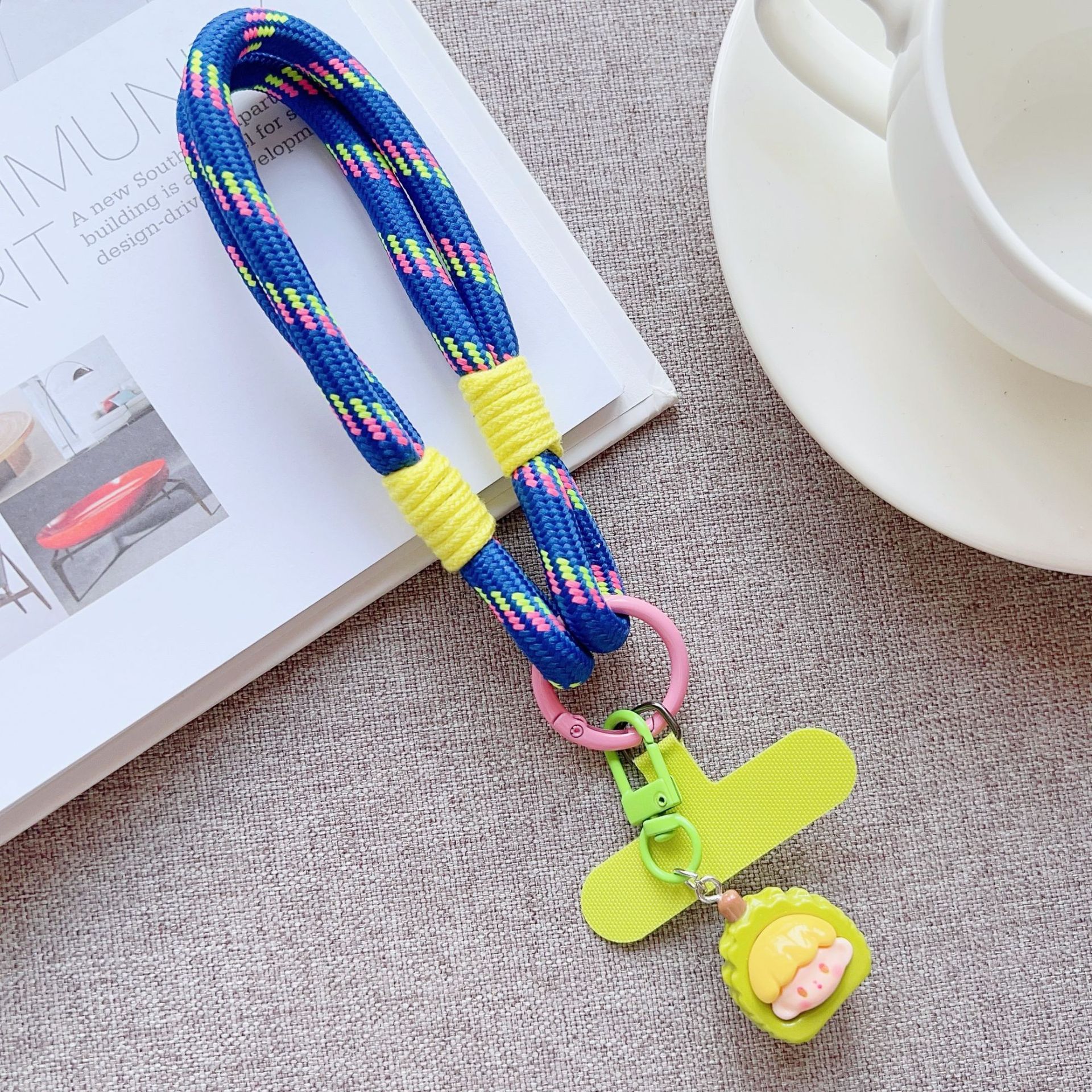 Cordón de dopamina para teléfono móvil, resistente a la pérdida y al grosor, duradero, cordón de muñeca tejido a mano, carcasa, accesorios colgantes de frutas europeas