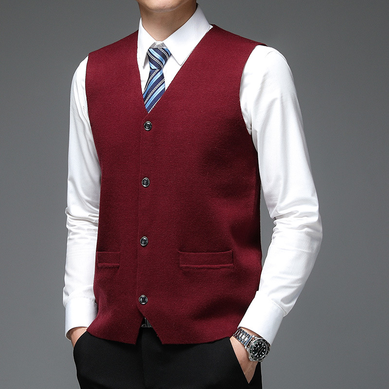 Demi-season solid color velvet knitted vest