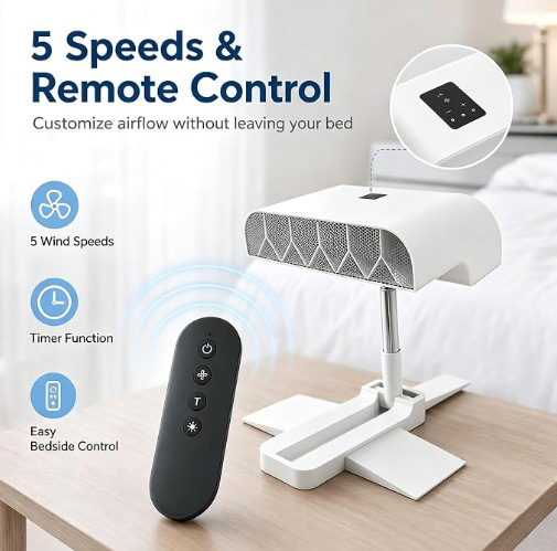Five speed bed cooling fan