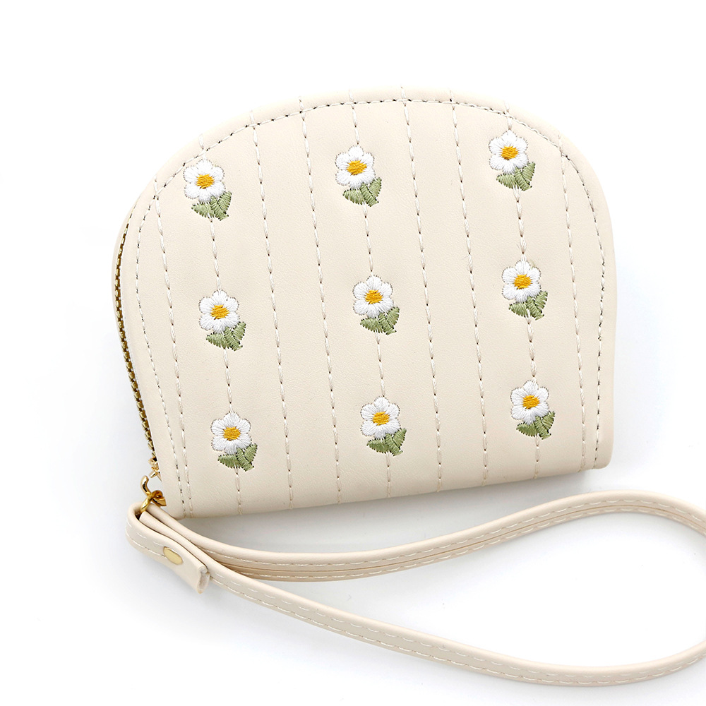 Coreano pequeño fresco bordado damas cartera corta bolsa de tarjeta de órgano bolsa de mano bolsa de mujer bolsa de cambio bolsa con cremallera bolsa al por mayor