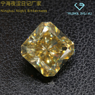 Wholesale Square Raydian Golden Mosan Diamond Bare Stone VVS Square Chamfer Deep Medium light yellow Diamond Moissanite Ice Flower
