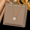 【H368】 Shell flower necklace golden color