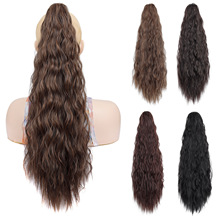 假发女士玉米烫长卷发马尾蓬松化纤水波纹卷发马尾批发