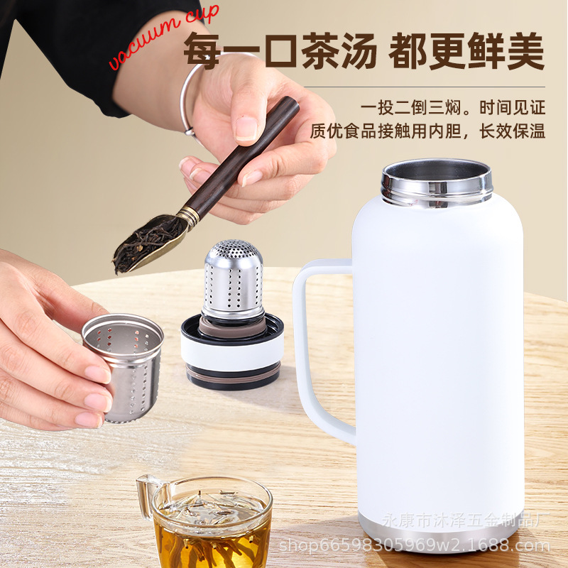 Nuevo tipo de tetera de aislamiento térmico de gran capacidad tetera de acero inoxidable tetera de té de cañón pequeño de acero tetera de té portátil montado en el coche tetera de montaña