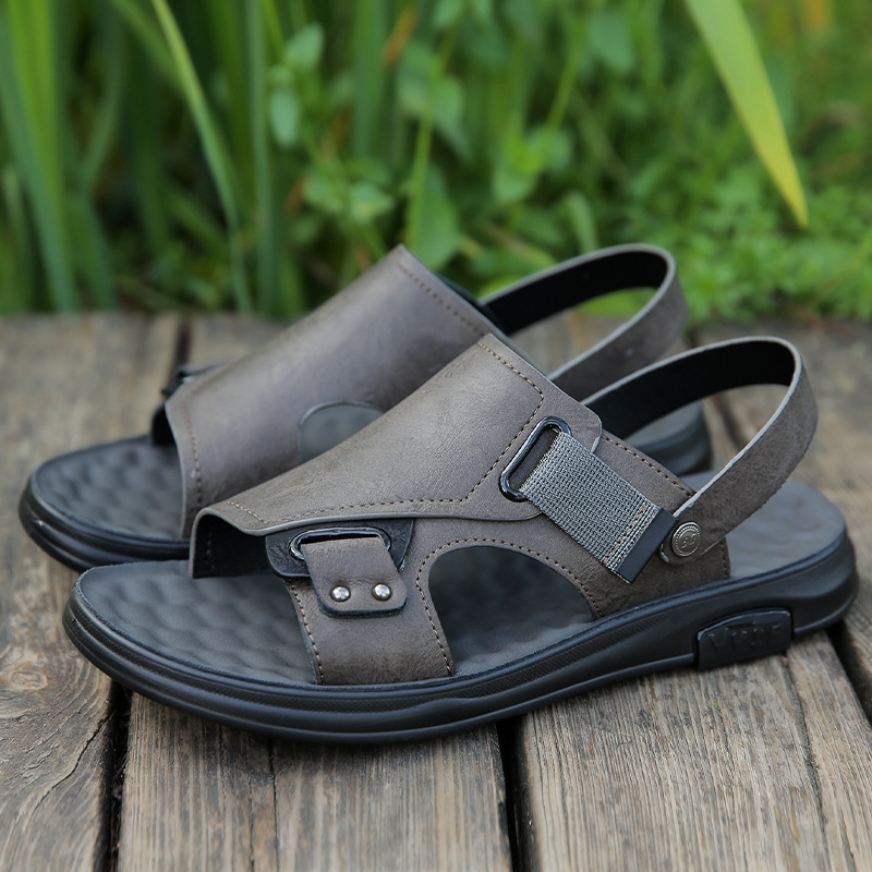 Breathable Leather Sandals For Men Extra Large Size Outdoor Sole_voghion.com