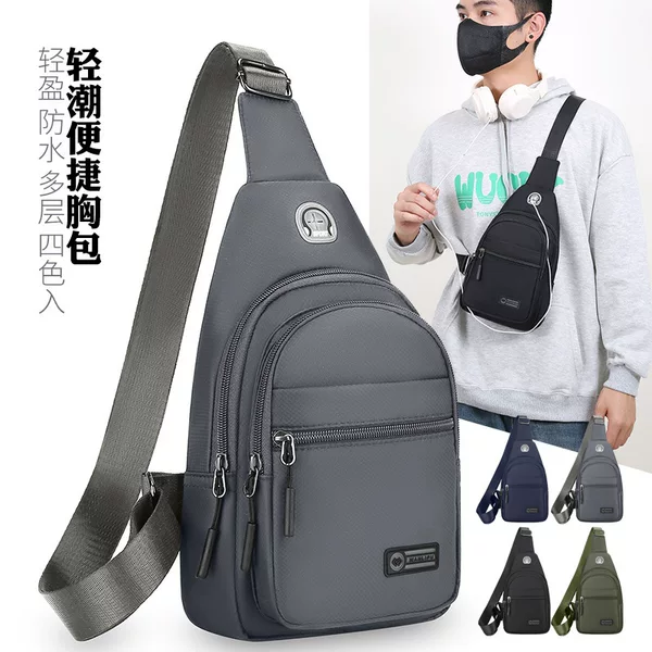 Fashion Multi-functional Men's Chest Bag Outdoor Cycling Sports Crossbody Bag Fashionable All-match Oxford Cloth Commuter Shoulder Bag