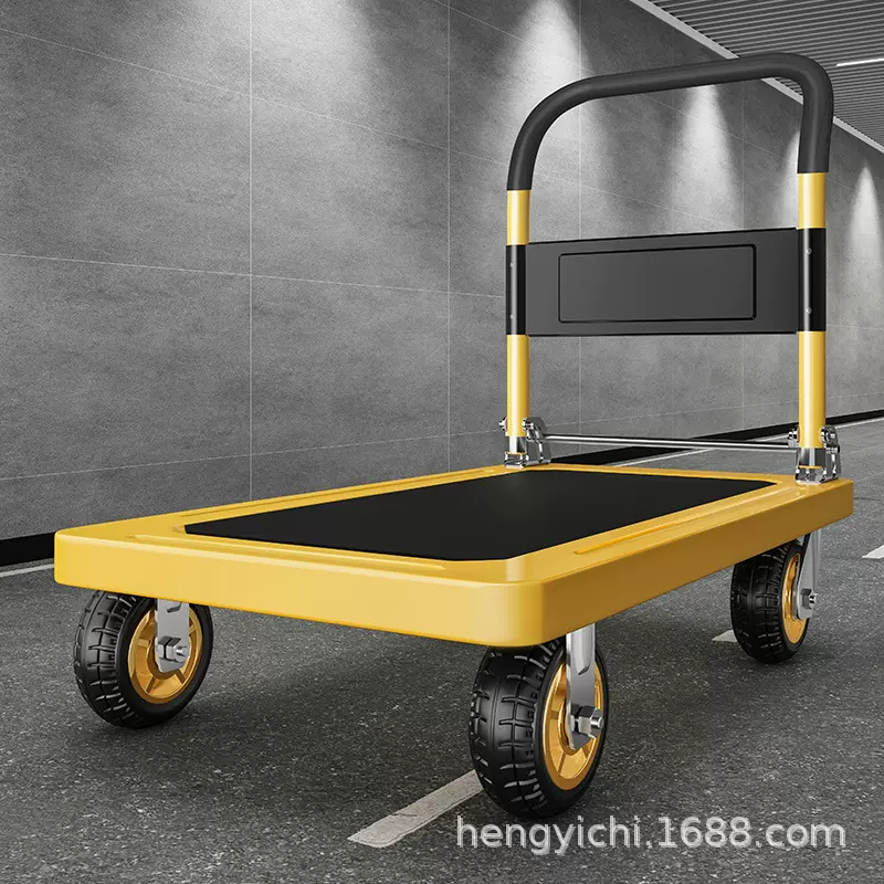 钢板小推车拉货平板车手推车搬运车折叠推货轻便家用办公拖车静音