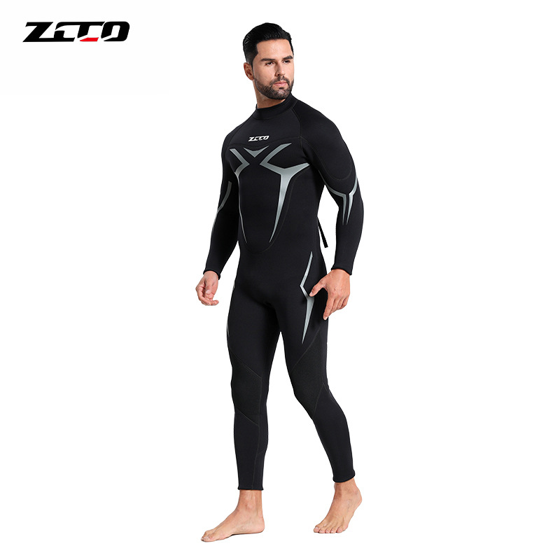 3mm Wetsuit Men's One-Piece Warm Surfing Wetsuit Women's Long-Sleeved Cold-Proof Snorkeling Suit Waterproof Female Winter Swimming Wetsuit