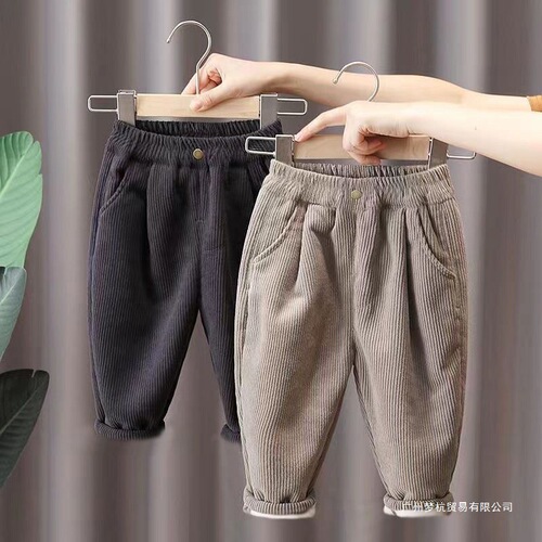 Boys 'pants with velvet winter clothes, baby's winter clothes, boys' winter pants, fashionable children's handsome girl's corduroy outer wear