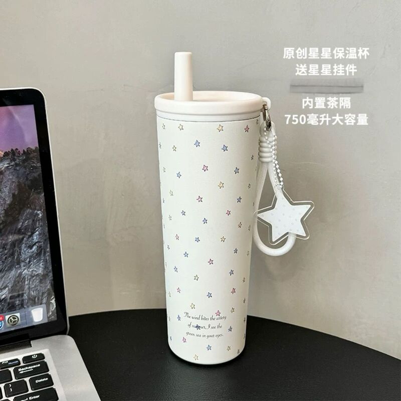 Original Starry Sky Thermos Cup 316 Straw Cup for Girls, High-Looking Water Cup, Large-Capacity Cup for Taking Out When Going Out