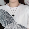 Mosaic heart-shaped, double-layer brand necklace, pendant hip-hop style, chain for key bag , wholesale