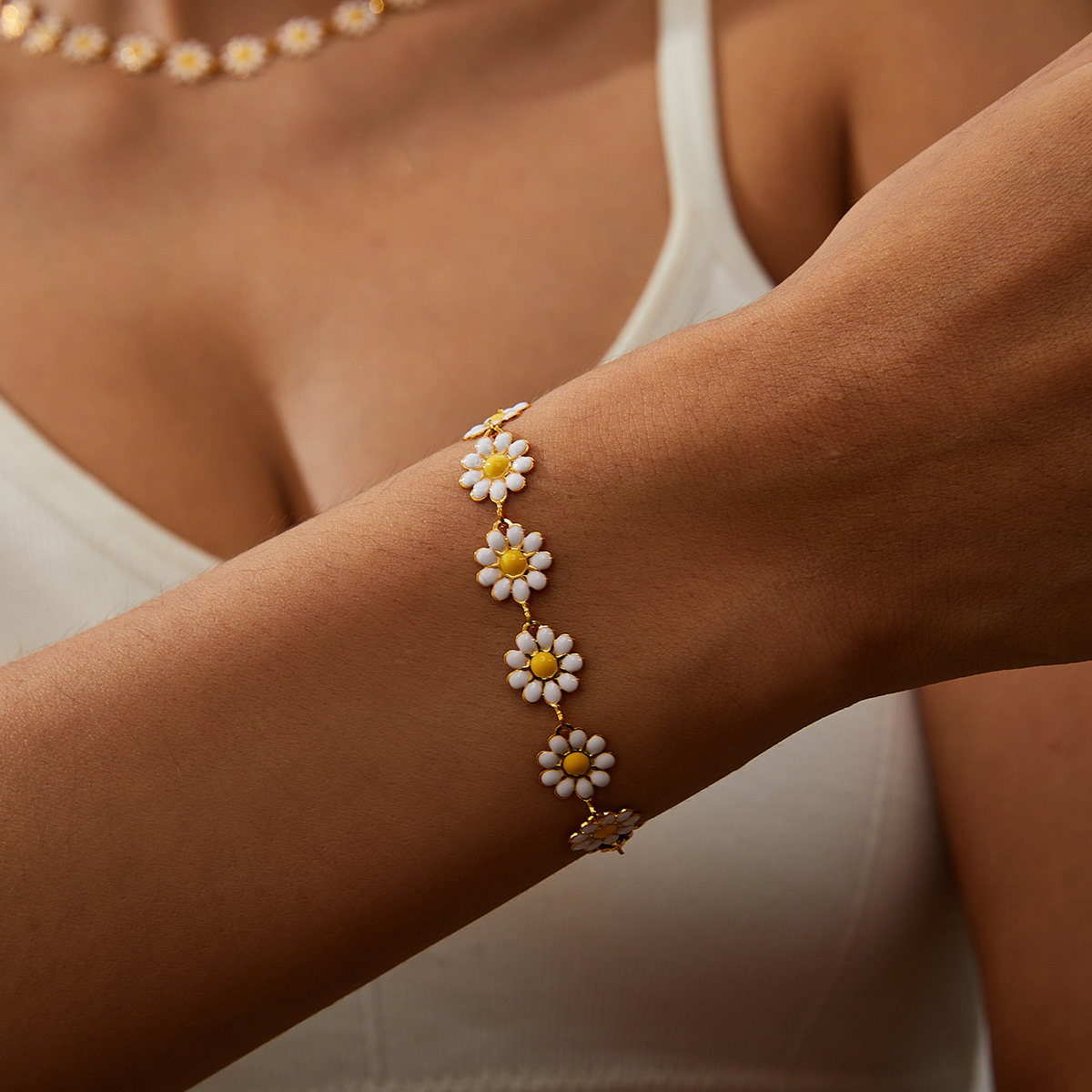 Plating Design Lady Flower Alloy Plating Women's Bracelets Anklet Necklace