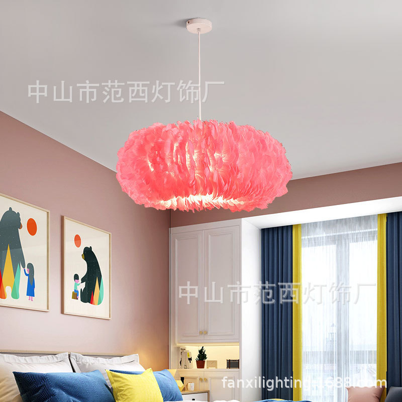 Master bedroom feather lamp Nordic warm romantic atmosphere eye protection chandelier girl cloakroom lounge decorative lamp Master bedroom feather lamp Nordic warm romantic atmosphere eye protection chandelier girl cloakroom lounge decorative lamp