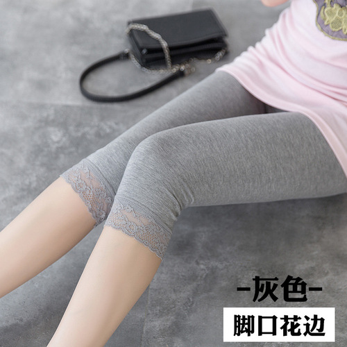 Summer 7/8 Length Leggings for Women, Thin 5/8 Length, Outerwear Modal Large Size Medium Length Lace 7/8 Length Pants, Anti-Slip