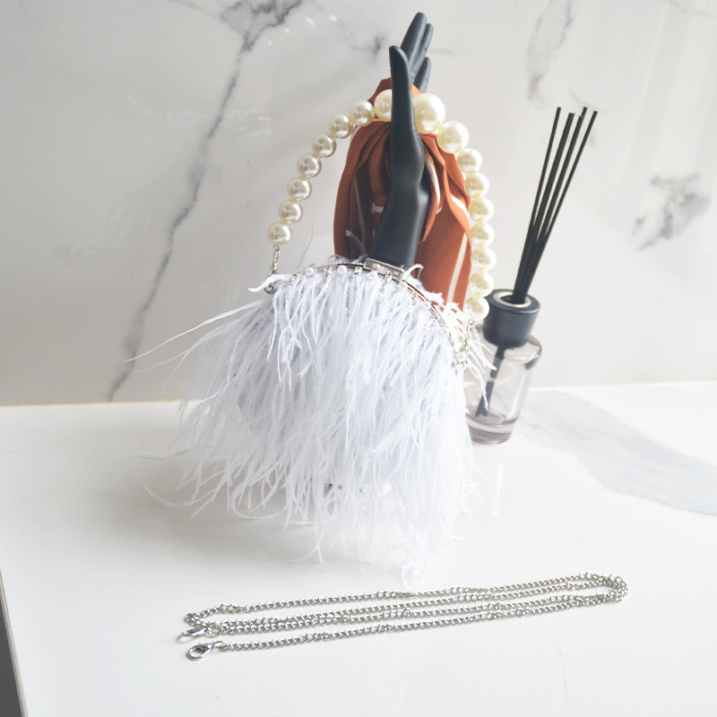 Damen Abendtasche Mit Straußenfedern Und Perlen Elegant_voghion.com