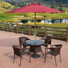 户外家具藤椅编藤庭院休闲桌椅组合阳台庭院仿藤椅套装太阳伞