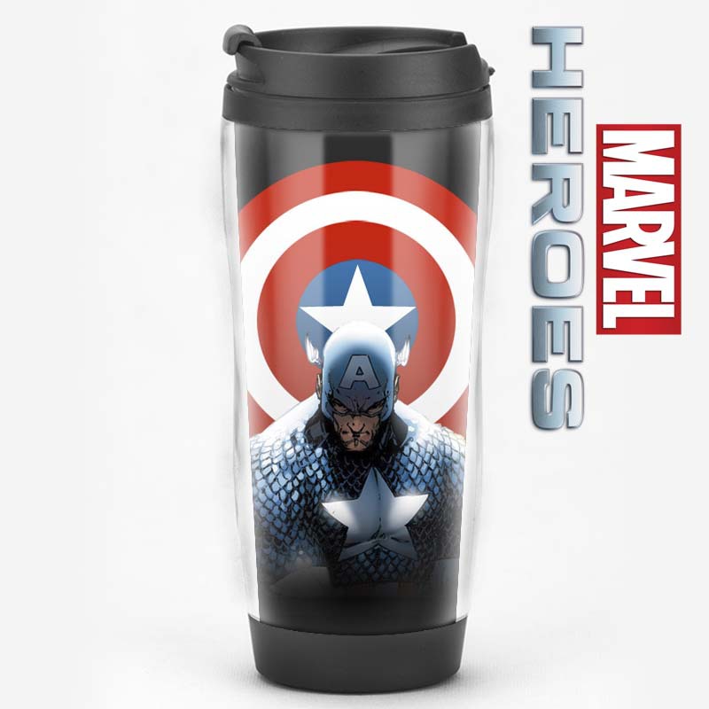 Equipo de EE. UU. Película de superhéroes que rodea al Capitán América Regalos Recuerdos de los fanáticos Taza de agua Taza de café con tapa