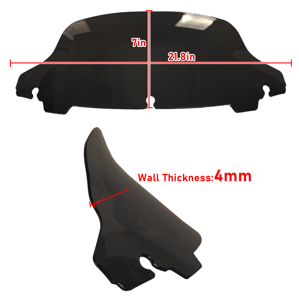 Motorcycle Windshield Suitable for Harley 14-23 Boulevard Glide 4inch High 7mm Pc Windshield in Various Colors