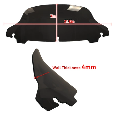 Motorcycle Windshield Suitable for Harley 14-23 Boulevard Glide 4inch High 7mm Pc Windshield in Various Colors (Motorcycle front windshield) - black