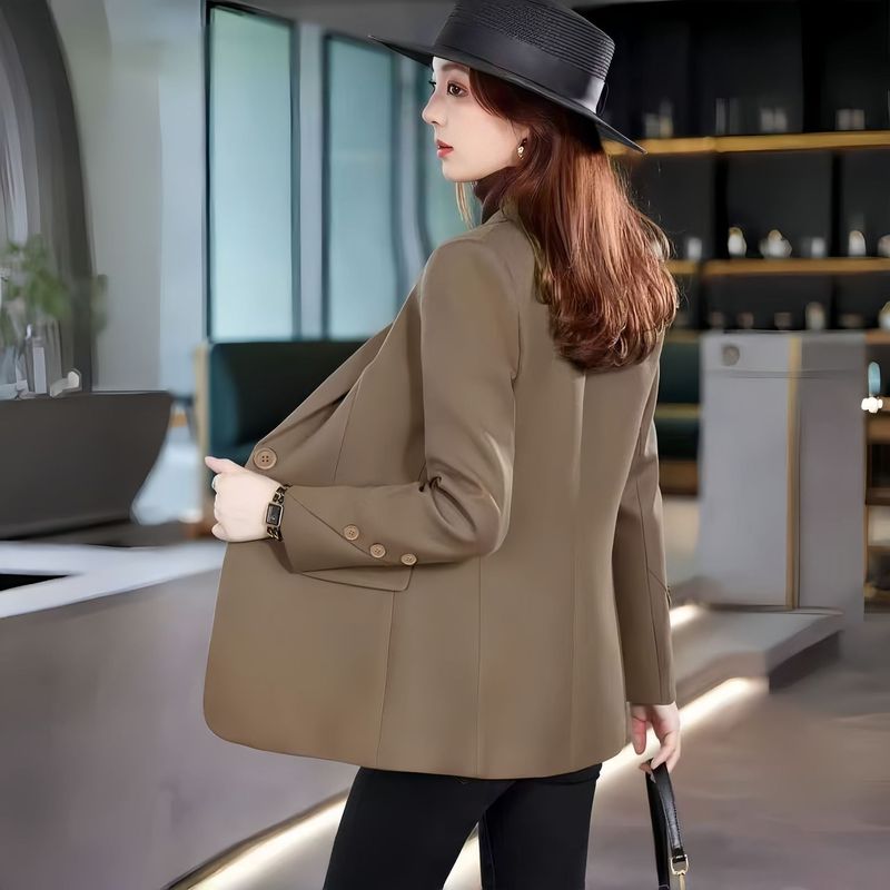 Spring and Autumn Style Trendy Blazer for Women, Solid Color Versatile Korean Style, Elegant and Sophisticated Professional Women's Suit Jacket