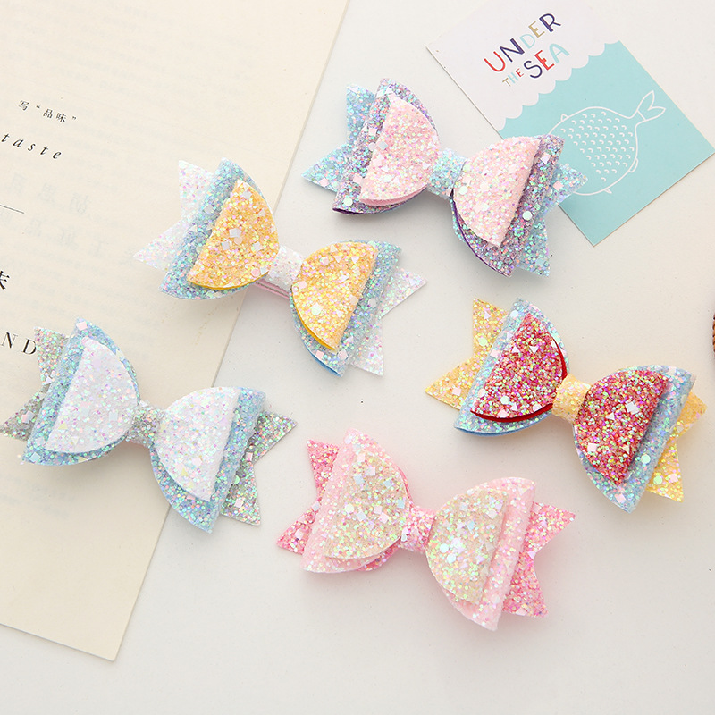 10g Weight Princess Kid'S Knot Butterfly Bow Knot Glitter Sequins Sequins Hair Clip