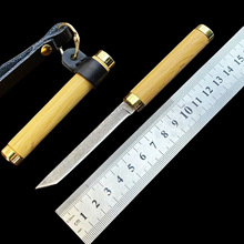 大马士革钢手把肉小刀直刀随身刀家用切水果刀割肉刀户外露营便携