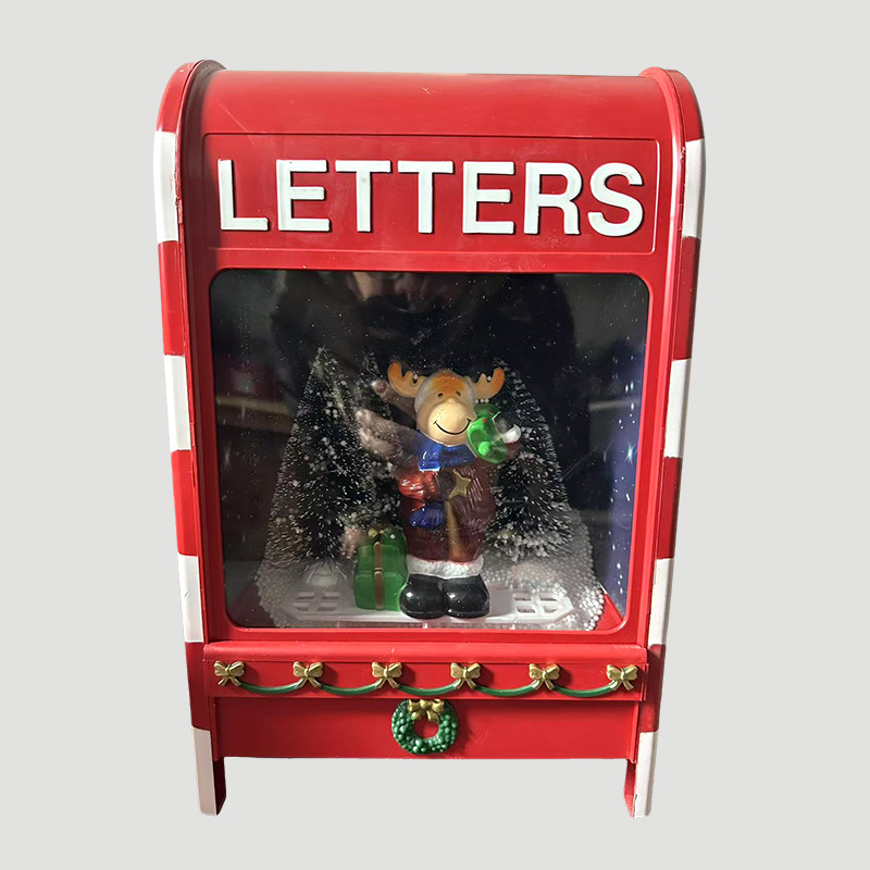 크리스마스 우편함 (순록) 빨간색 흰색 글씨