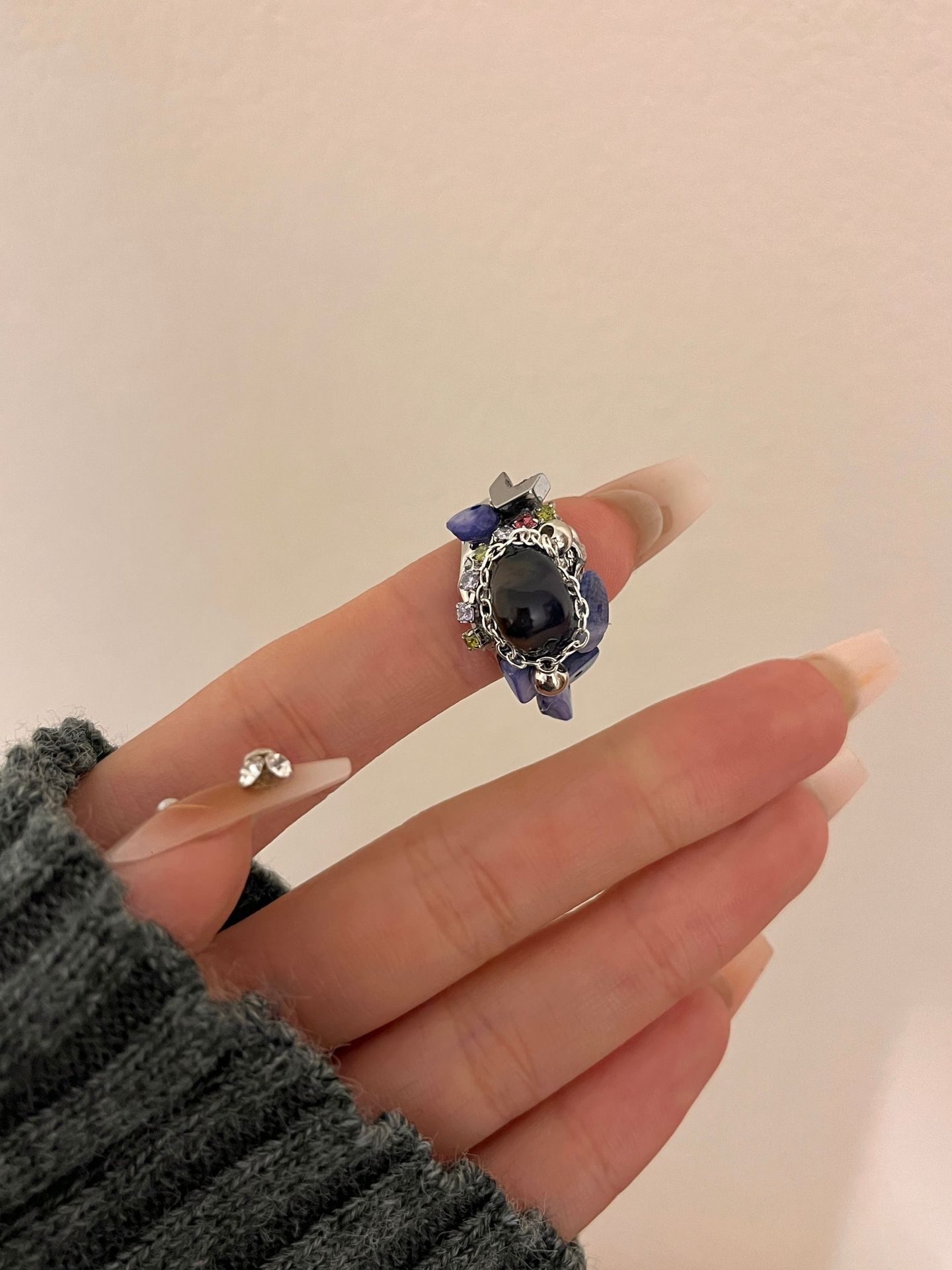 Natural Stone Ring For Women Stylish Beaded Ring For Her_voghion.com
